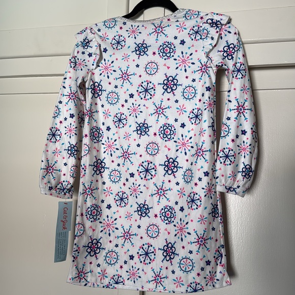 HOLIDAY CAT & JACK CREAM WITH BLUE SNOWFLAKES LONG SLEEVE NIGHTGOWN SIZE M 7/8 - Picture 5 of 10
